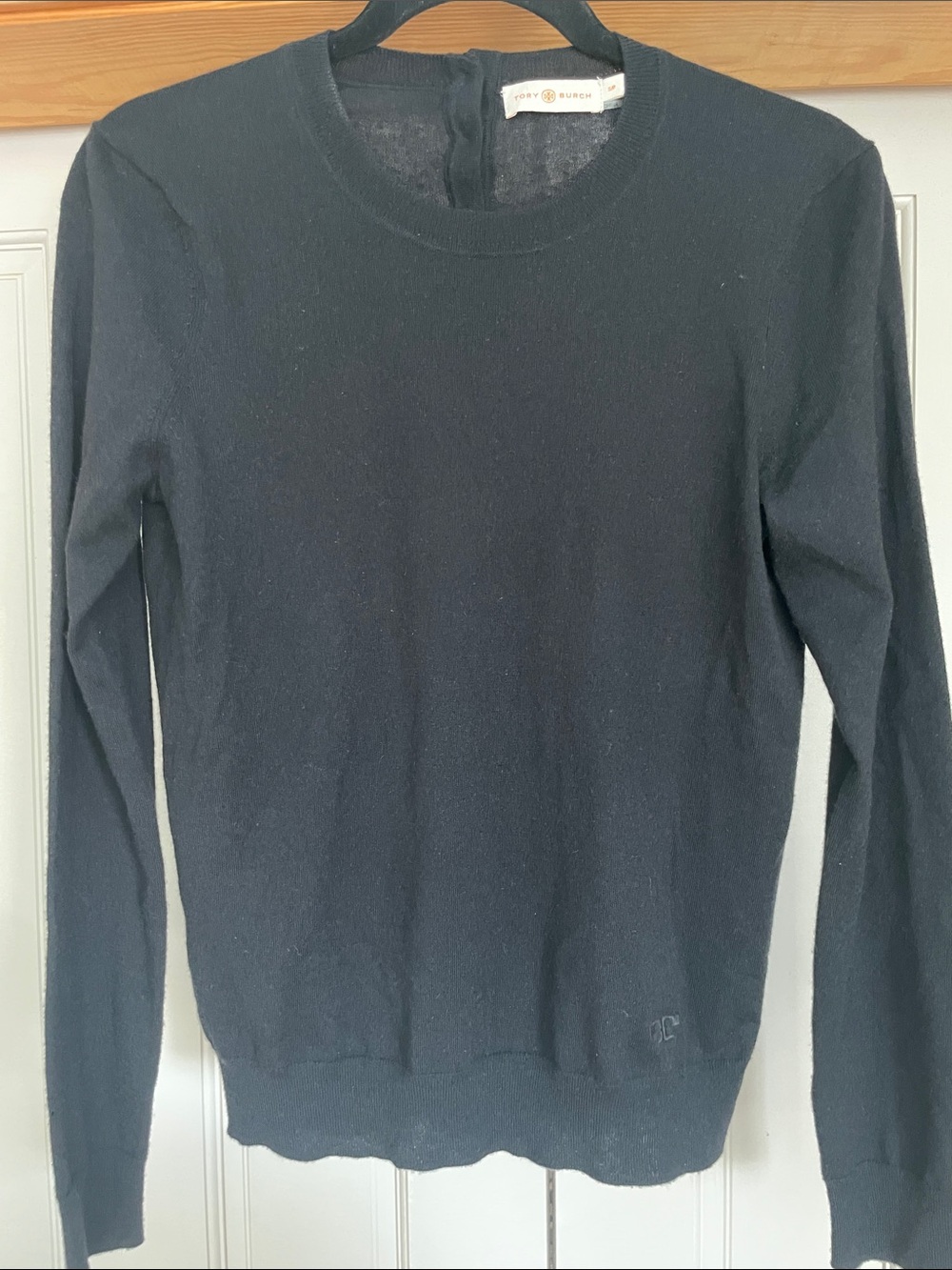 Tory Burch Black Crewneck Pullover Sweater Size SP
